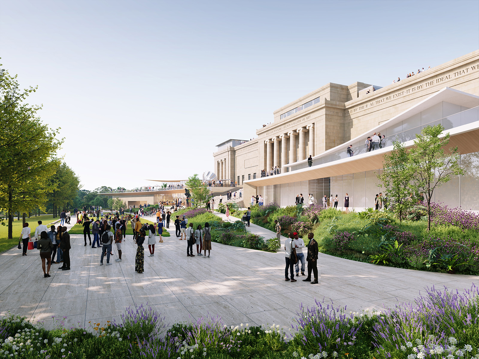 South Plinth Landscape and Photo Galleries. The Nelson-Atkins Museum of Art the finalists. Rendering by WHY Architecture and Malcolm Reading Consultants.