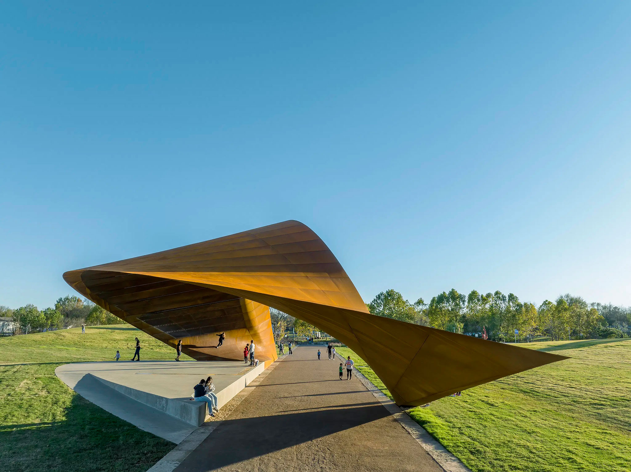 Luther George Park Pavilion by Trahan Architects. Photograph by Tim Hursley.