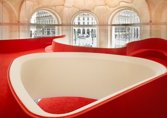 Mezzanine perforations view. The Opera Garnier Restaurant by Odile Decq Benoit Cornette. Photography © Roland Halbe. ODBC.