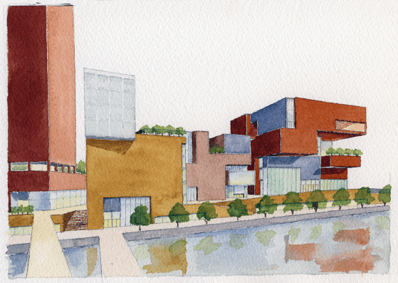 Stratford Waterfront site sketch. Courtesy of O’Donnell + Tuomey