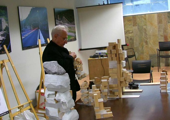 Frank Gehry arguing the budget at "The Competition"