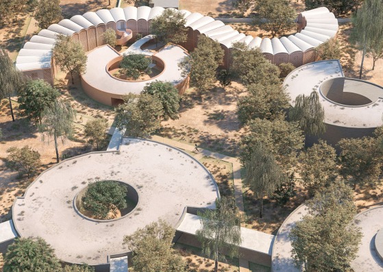 Rendering. Tambacounda Hospital by Manuel Herz Architects. Image by Play-Time