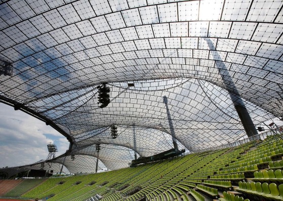 Roofing for main sports facilities in the Munich Olympic Park for the 1972 Summer Olympics, 1968–1972, Munich, Germany . Image © Atelier Frei Otto Warmbronn