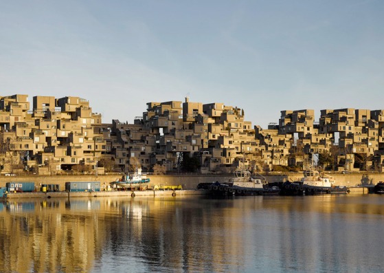 Exterior view of Moshe Safdie's modular housing complex named Habitat 67 in Montreal. Photograph by James Brittain 