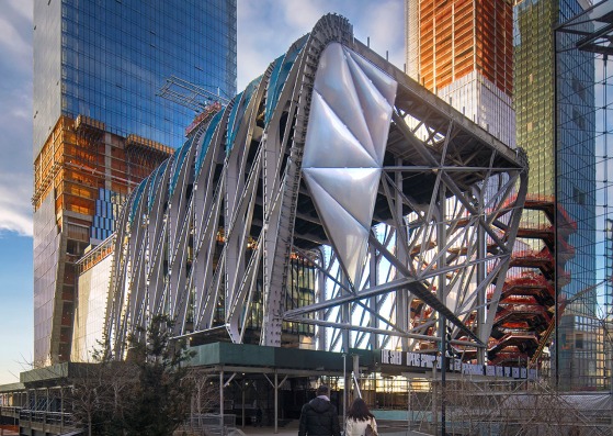 The Shed under construction as seen from the High Line, February 2018. Photograph by Ed Lederman