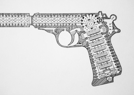 Detail. XII -Walther PPK silencieux-: 30x56cm. 2011