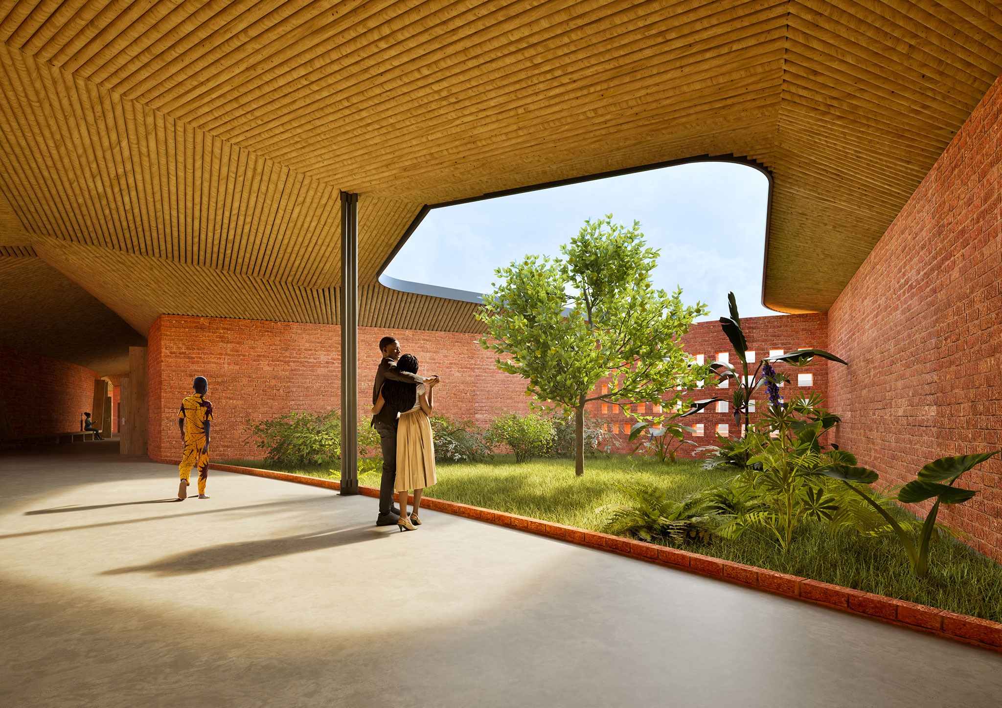 Centre des Cultures et Spiritualités Ewés by Kéré Architecture. Rendering courtesy by Kéré Architecture.