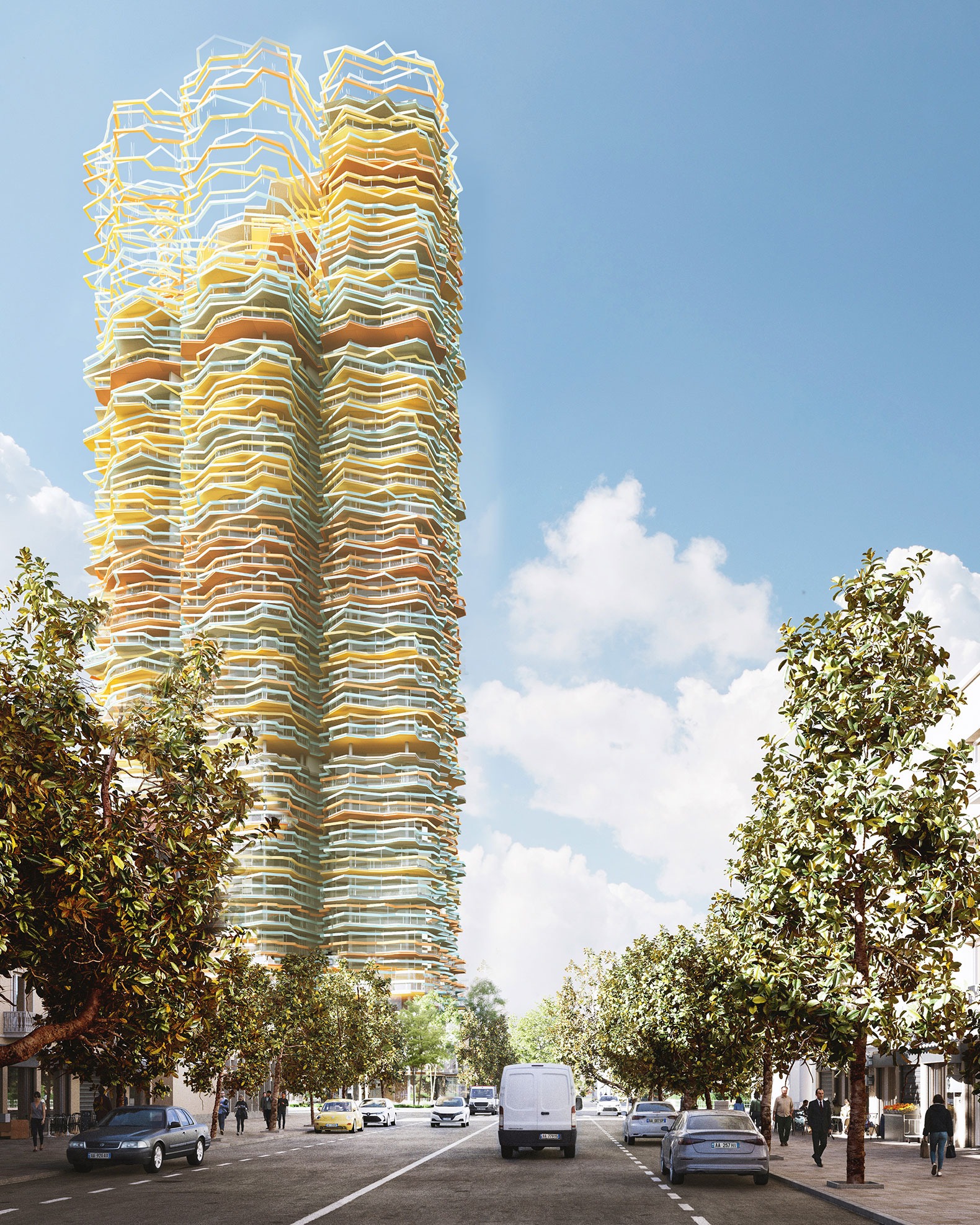 Torre Rozafa por selgascano + FRPO. Visualización por Drawfield. Torre Rozafa por selgascano + FRPO. Visualización por Drawfield.