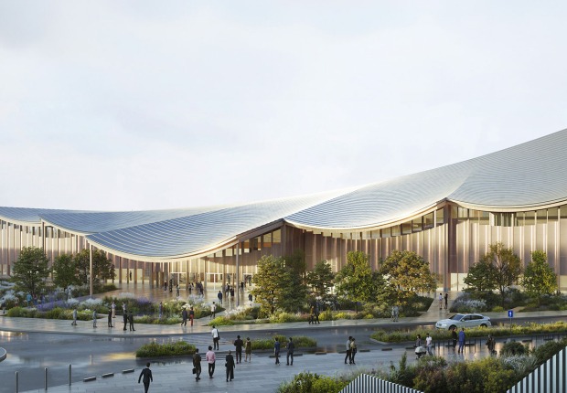 "The Sail" Rouen Congress center by BIG. Rendering by Atchain  "The Sail" Rouen Congress center by BIG. Rendering by Atchain