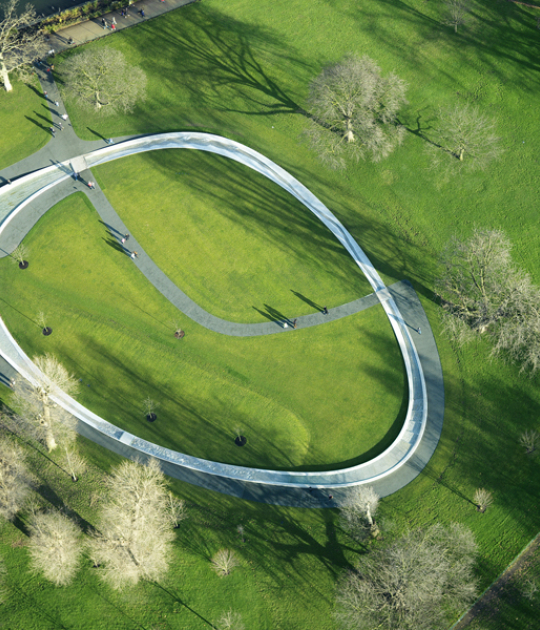 Aerial view. Diana, Princess of Wales Memorial Fountain by Gustafson Porter. Image courtesy of Gustafson Porter. Aerial view. Diana, Princess of Wales Memorial Fountain by Gustafson Porter. Image courtesy of Gustafson Porter.