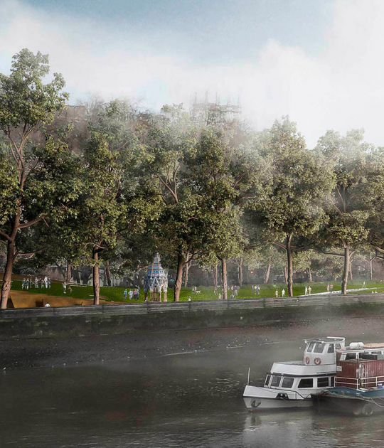 Rendering. UK Holocaust memorial by Adjaye Associates and Ron Arad Architects Rendering. UK Holocaust memorial by Adjaye Associates and Ron Arad Architects