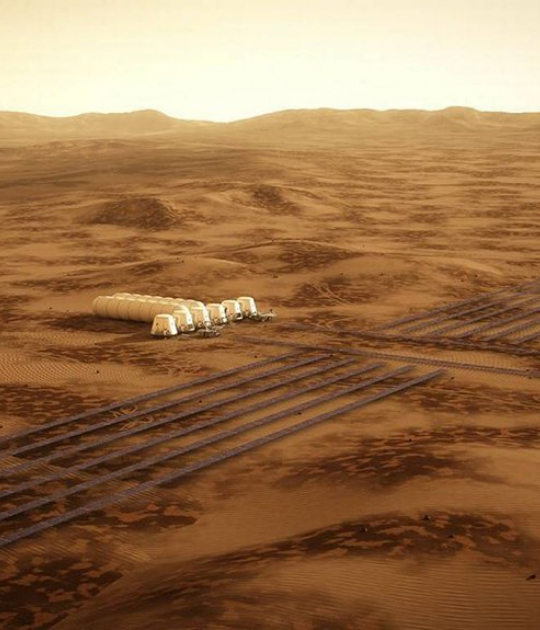 Overview. Mars One, human settlement. Image by Bryan Versteeg, Mars One Overview. Mars One, human settlement. Image by Bryan Versteeg, Mars One