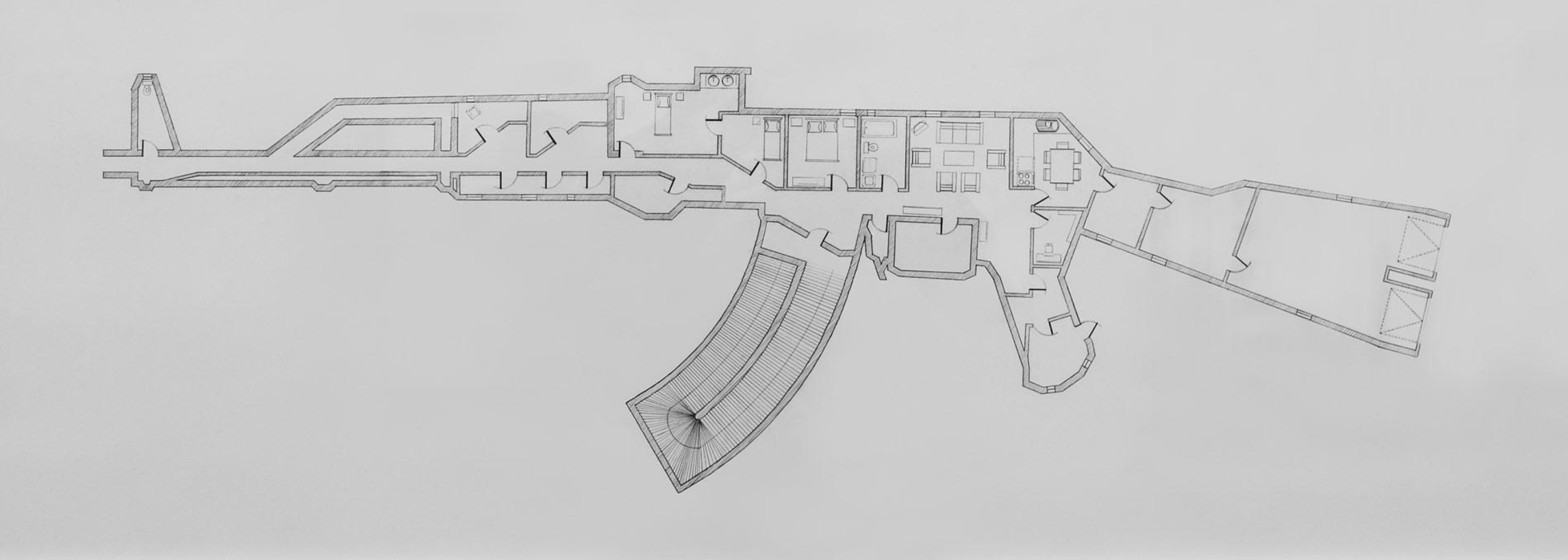 V -Kalachnikov AK-47-: 42x110cm. 2010.