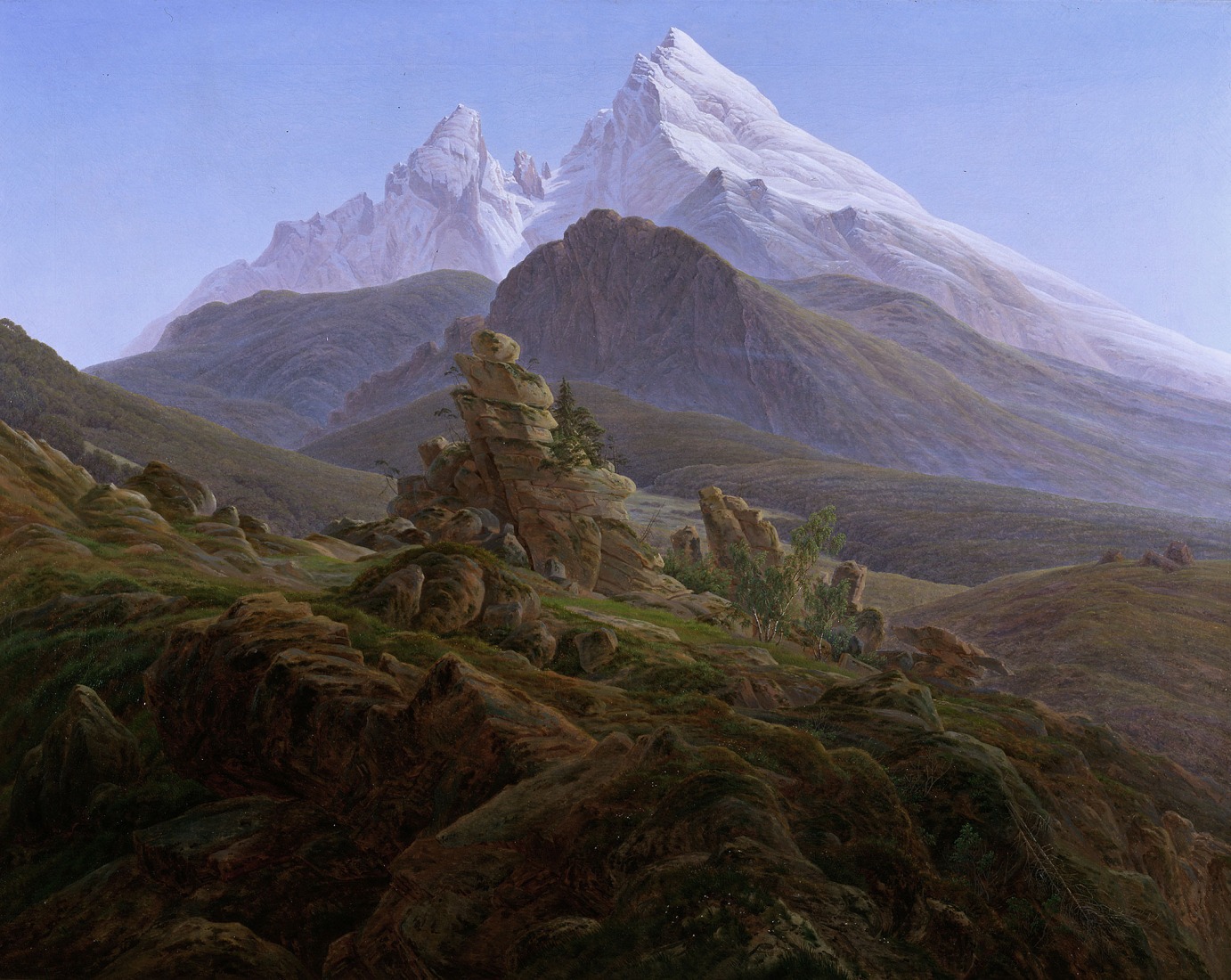 Caspar David Friedrich, Der Watzmann, 1824/1825 Óleo sobre lienzo, 135 x 170 cm Museos estatales de Berlín, Galería Nacional / cedido por Deka, Frankfurt am Main. Fotografía de Andrés Kilger.