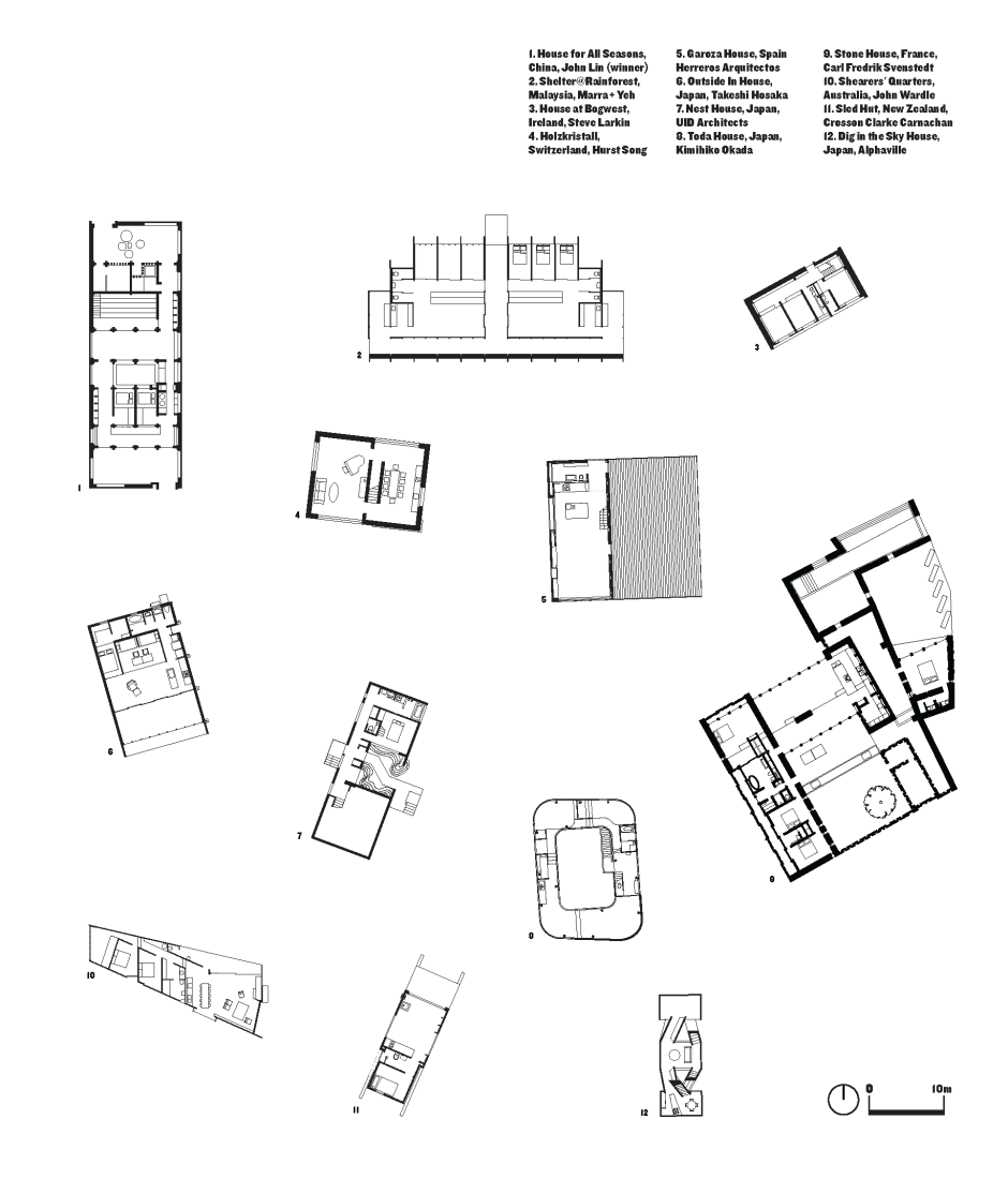 Planta comparativa de los proyectos premiados. Architectural Review.