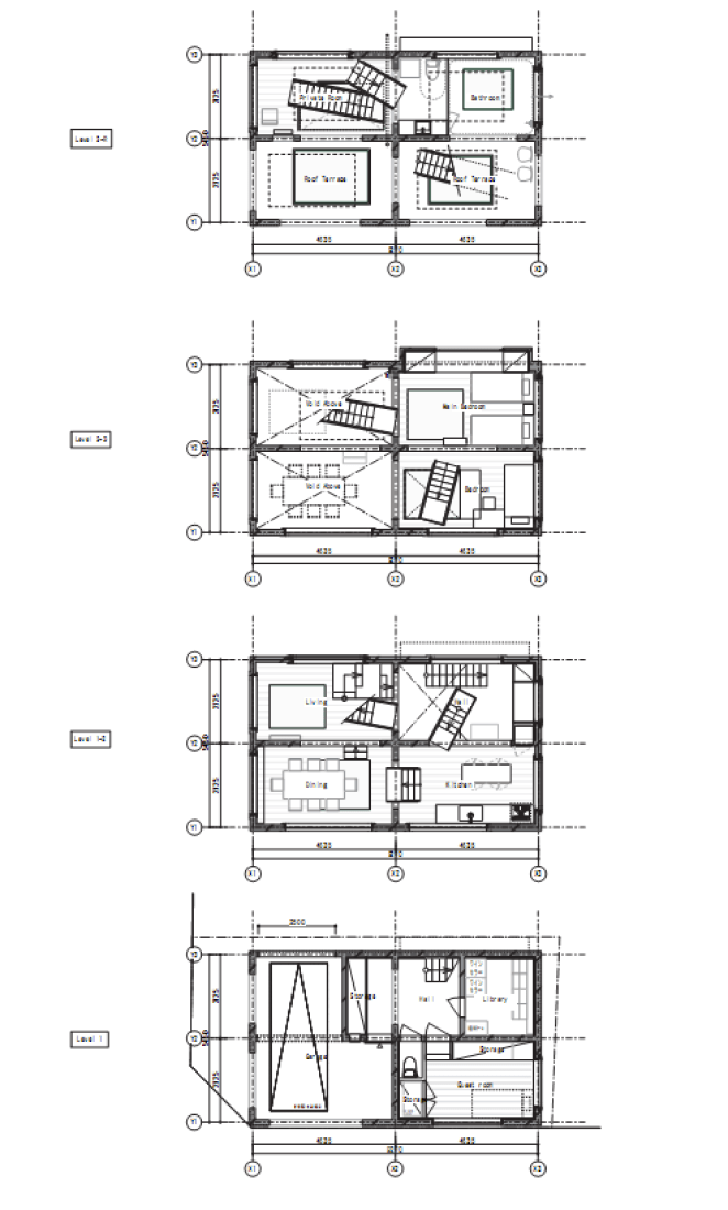 Floor plans. House H, Tokyo, Japan, 2008. 