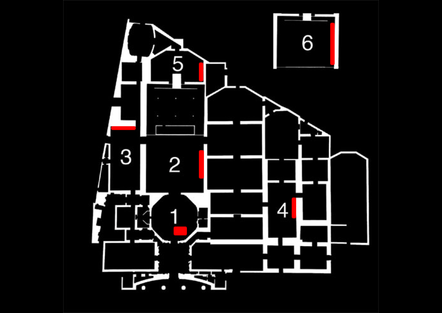 The map below indicates the location of the tracker image, which is integrated into the existing “Elements of Architecture” Exhibition. The red marker on this map shows exactly where the tracker is located in the gallery. Image © Güvenç Özel. The map below indicates the location of the tracker image, which is integrated into the existing “Elements of Architecture” Exhibition. The red marker on this map shows exactly where the tracker is located in the gallery. Image © Güvenç Özel.
