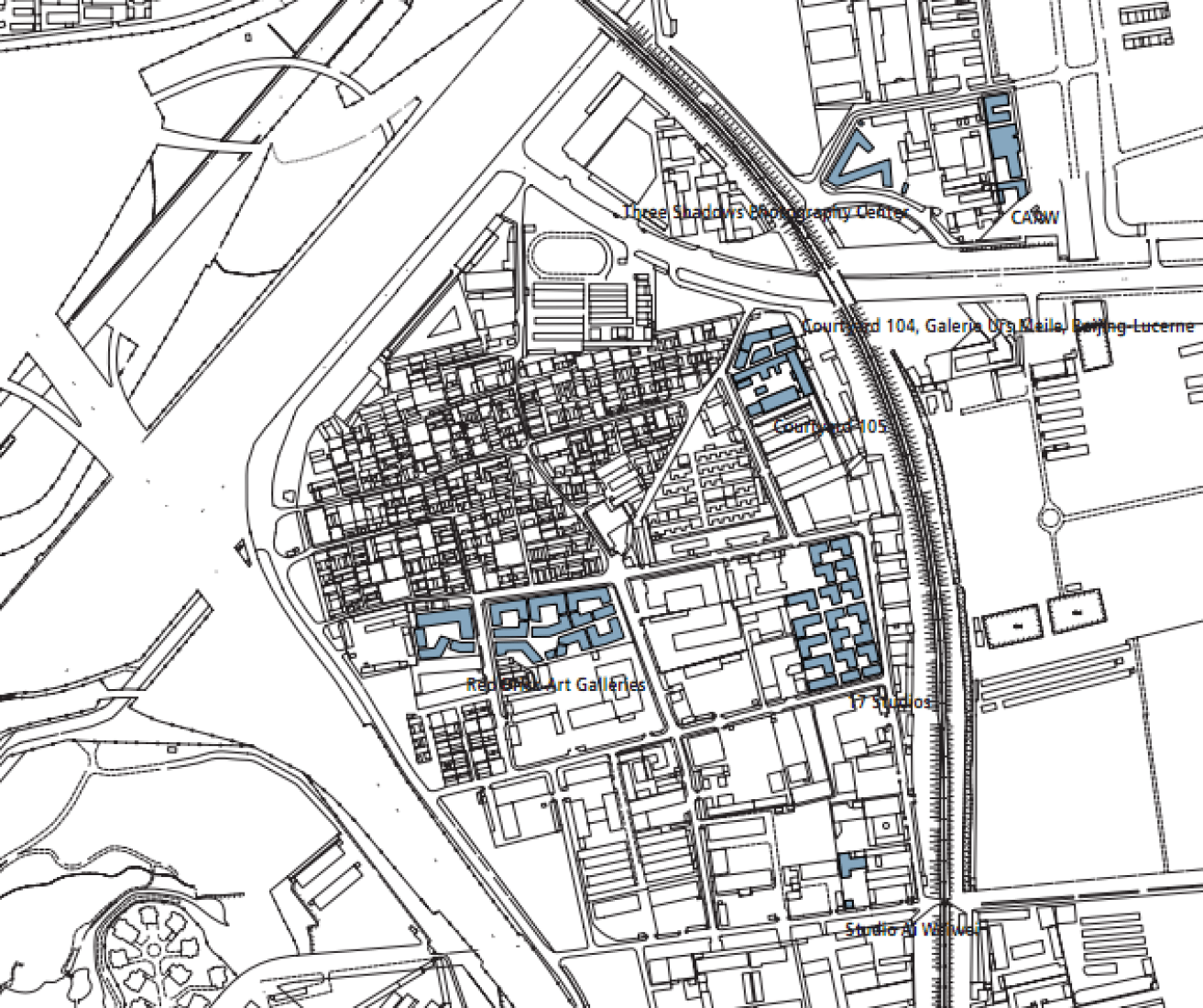 Barrio de Cao Chang Di en Pekín donde se concentran la mayoría de las realizaciones.