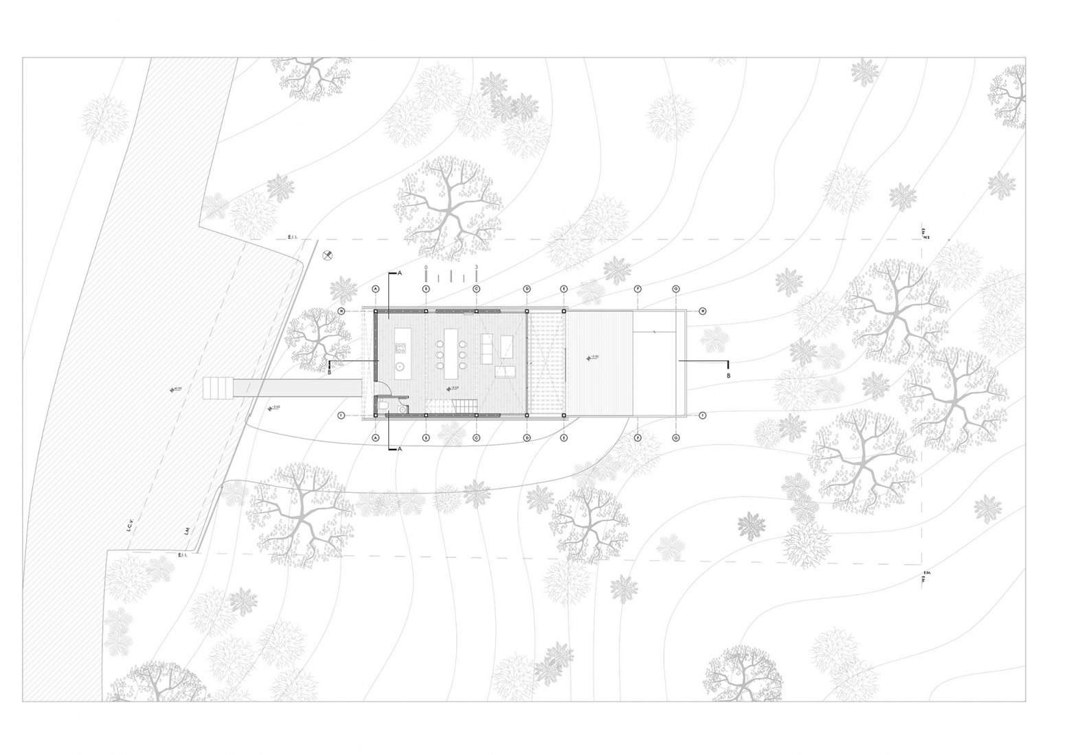 Plano de emplazamiento. Siquiman Lodge por Pablo Senmartin Arquitectos.