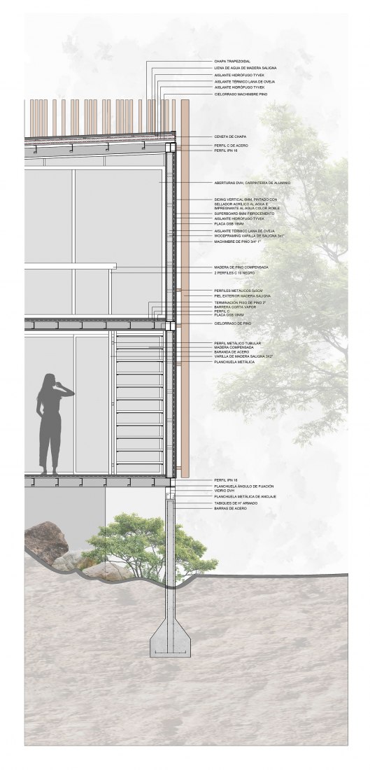 Detalle constructivo. Siquiman Lodge por Pablo Senmartin Arquitectos.