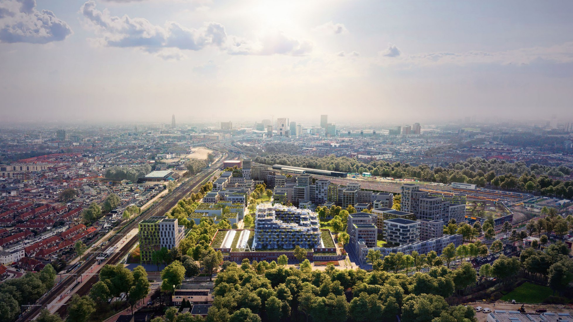 Rendering. Blue Discrict, new Masterplan by Mecanoo. Renders made by 3d Studio Prins