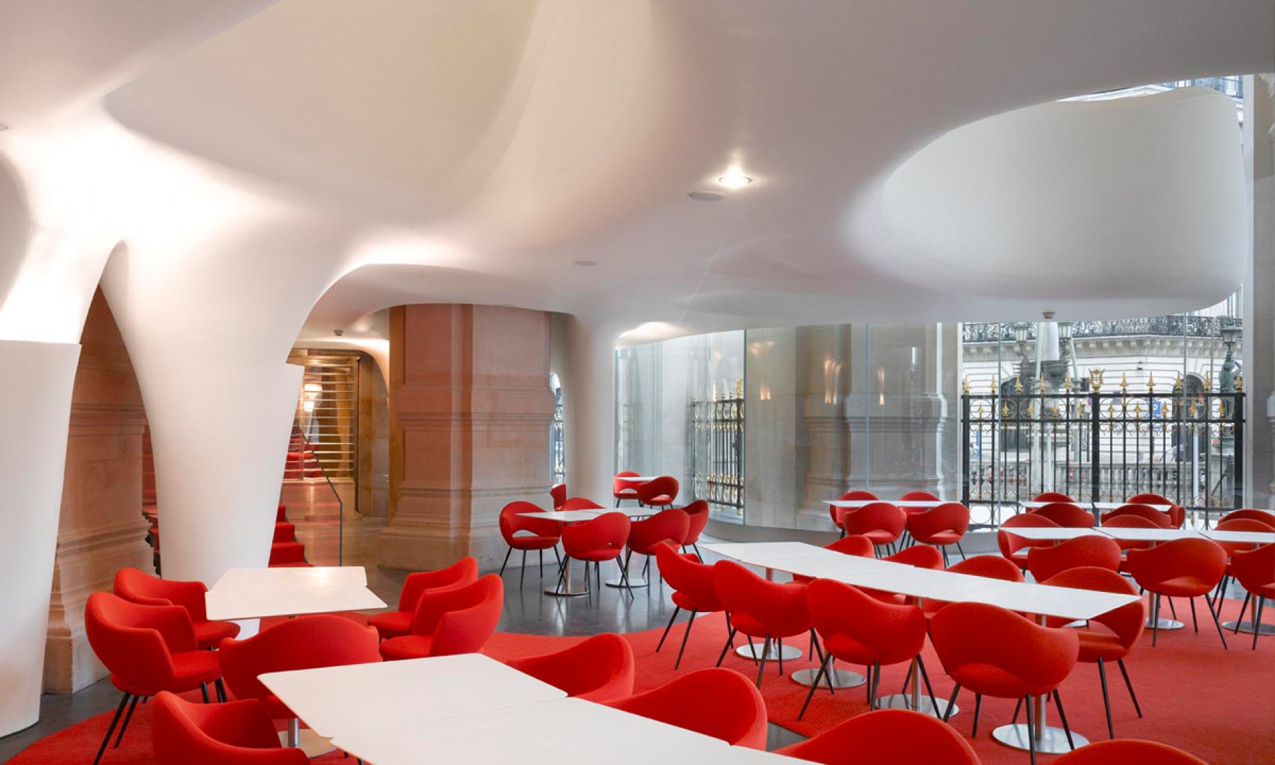 Ground floor detail. The Opera Garnier Restaurant by Odile Decq Benoit Cornette. Photography © Roland Halbe.  ODBC.