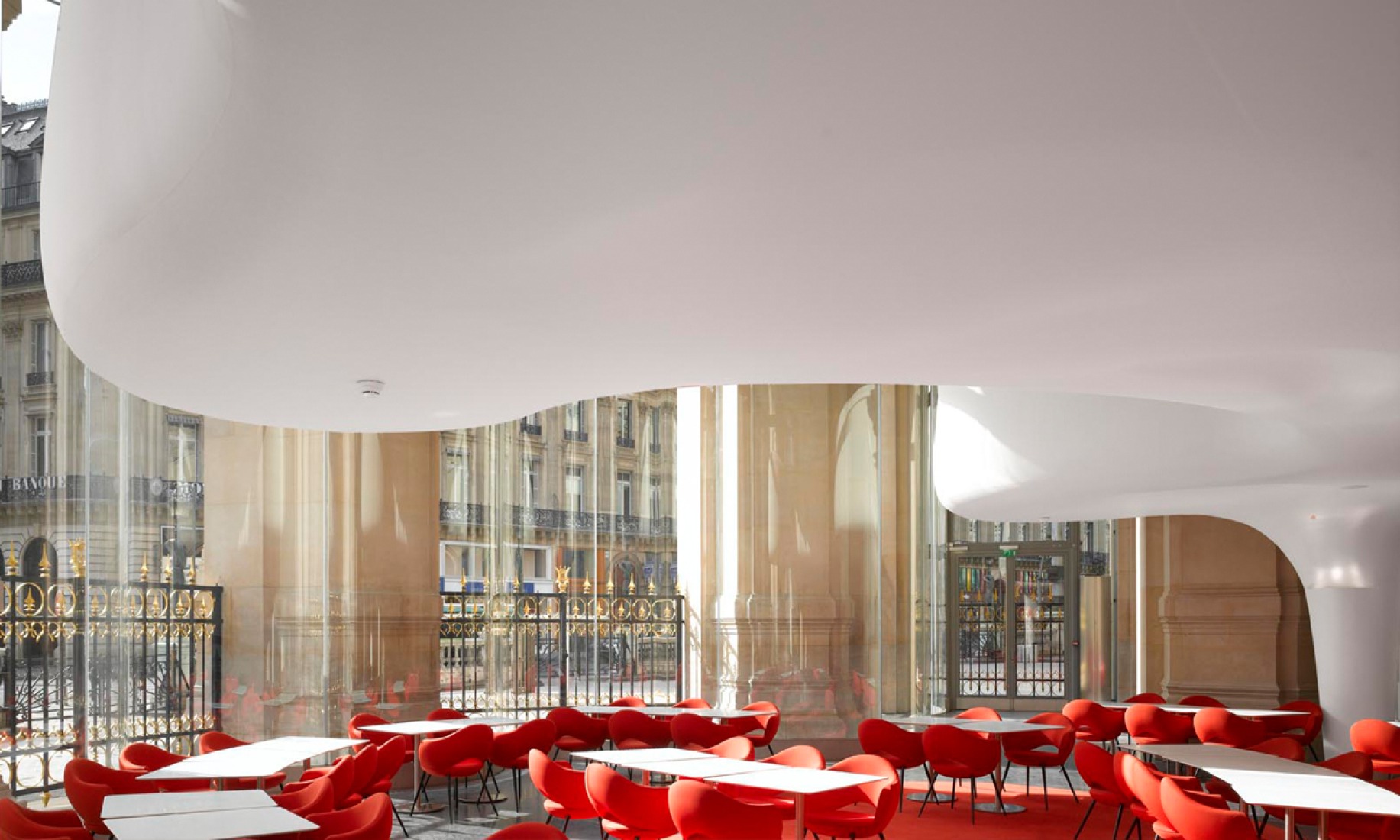 Ground floor detail. The Opera Garnier Restaurant by Odile Decq Benoit Cornette. Photography © Roland Halbe.  ODBC.