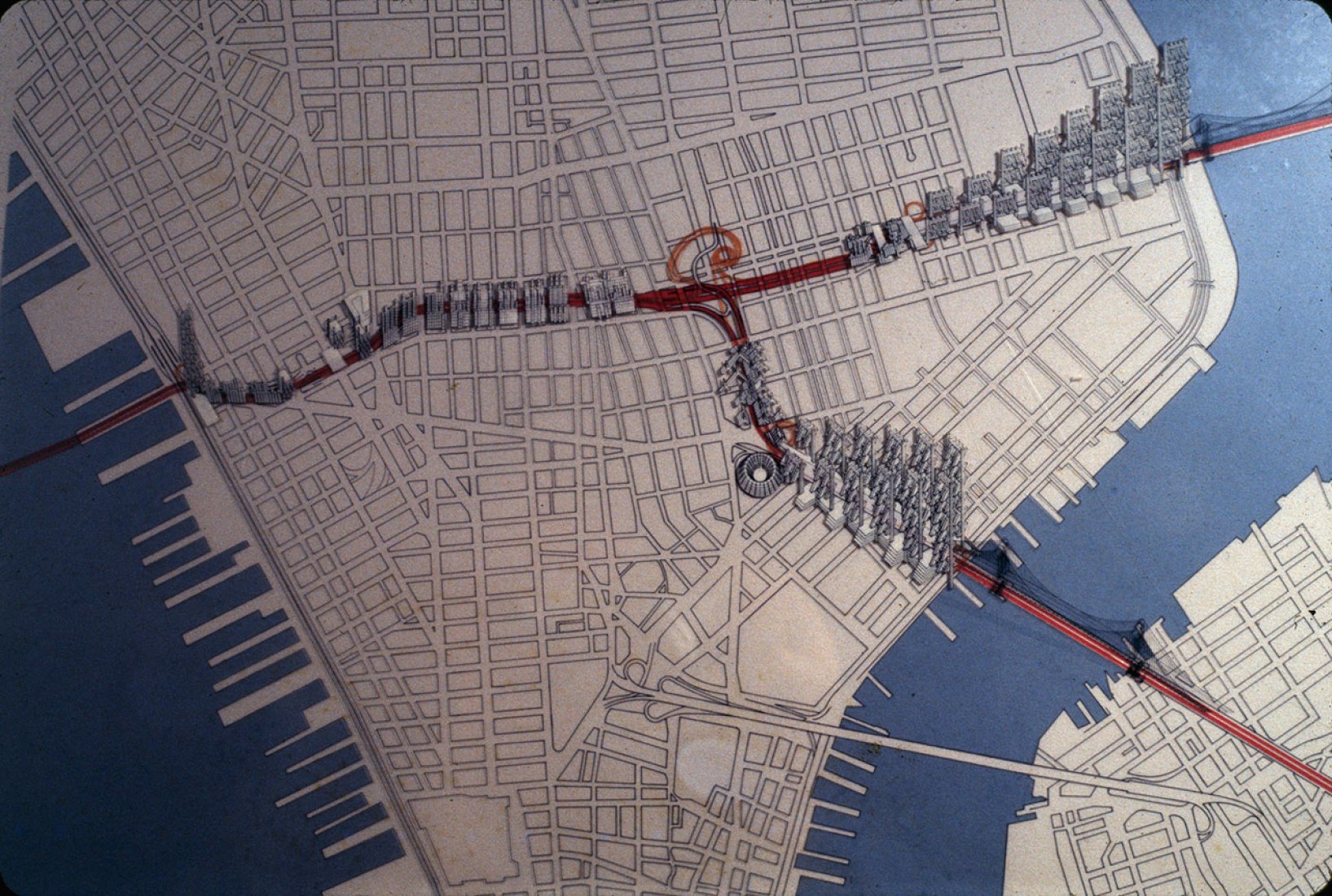 Map of the Lower Manhattan Expressway, project that Jacobs helped to stop. Image courtesy of the Library of Congress of US.