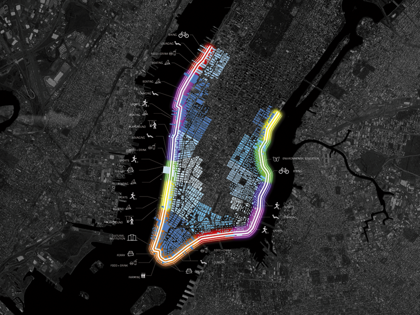 BRONZE Holcim. The Dryline, Urban flood protection infrastructure, Nueva York, Estados Unidos. Imagen © Holcim Awards.