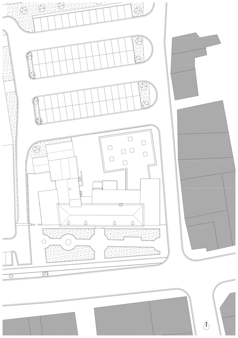 Site plan. City library in Bruges by Studio Farris. 