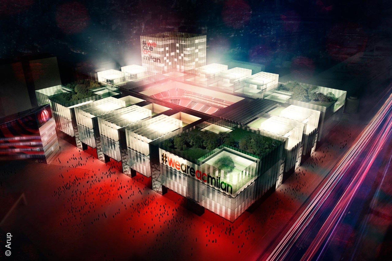 New AC Milan stadium by Arup. Image courtesy of Arup. 