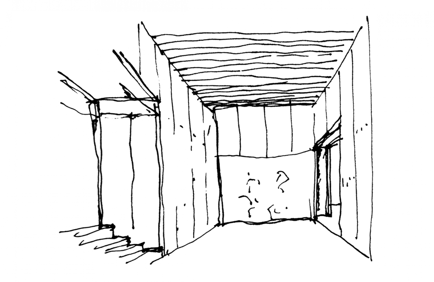 Sketch. Suitability of the Domus Avinyó site by Vora Arquitectura. 