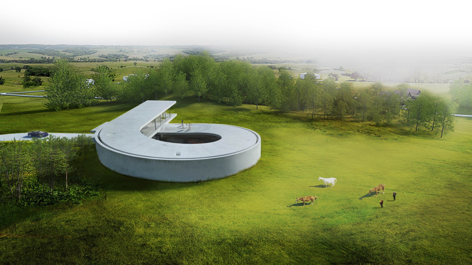 Overview rendering. Villa Gug by BIG. Image © BIG-Bjarke Ingels Group.