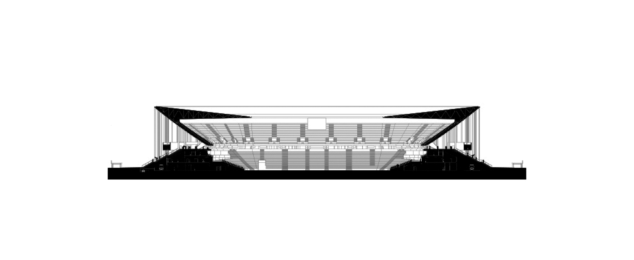 Seción completa. Nuevo estadio de Burdeos por Herzog & De Meuron. Imagen cortesía de Nouveau Stade Bordeaux.