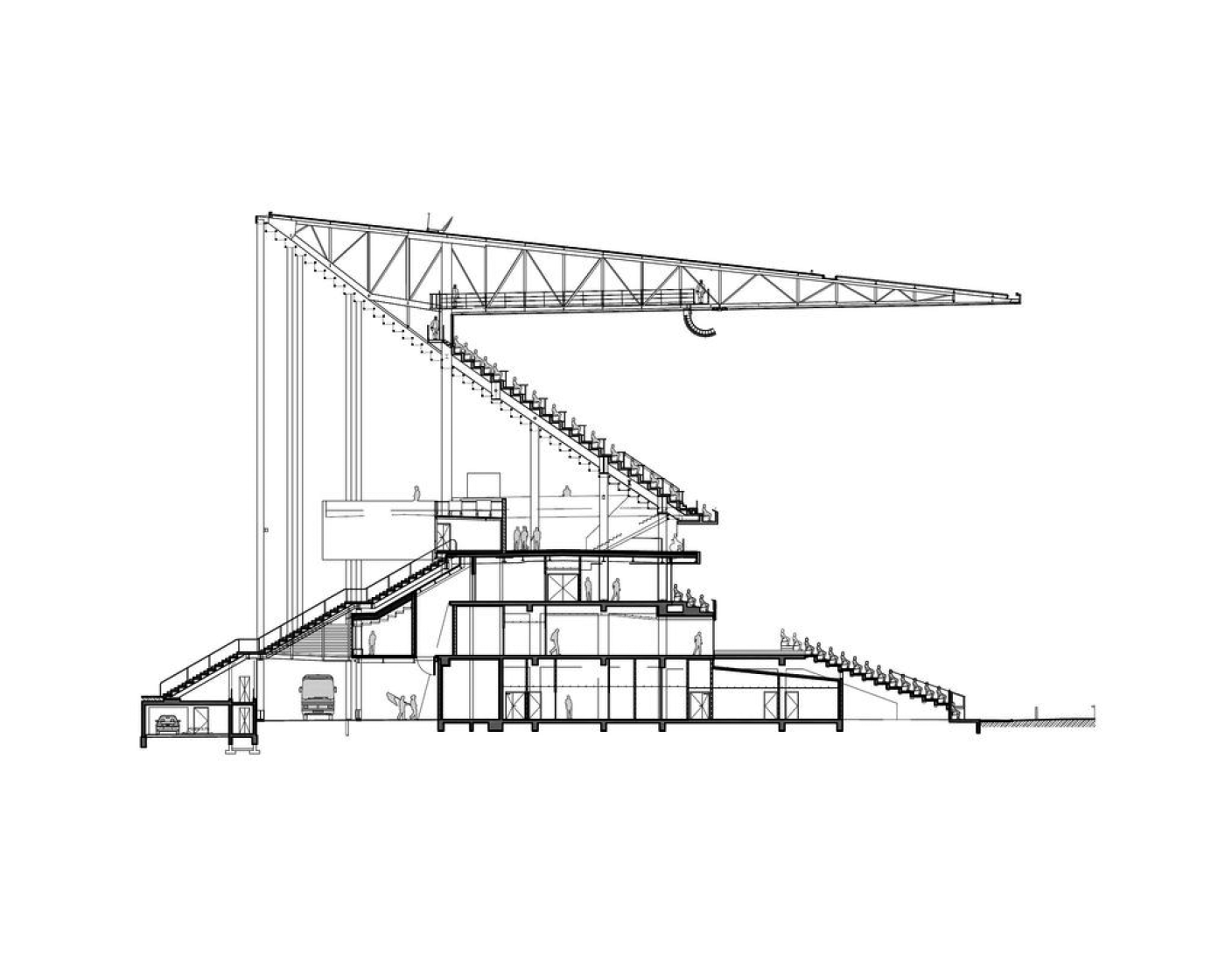 Sección transversal tribuna oeste. Nuevo estadio de Burdeos por Herzog & De Meuron. Imagen cortesía de Nouveau Stade Bordeaux.