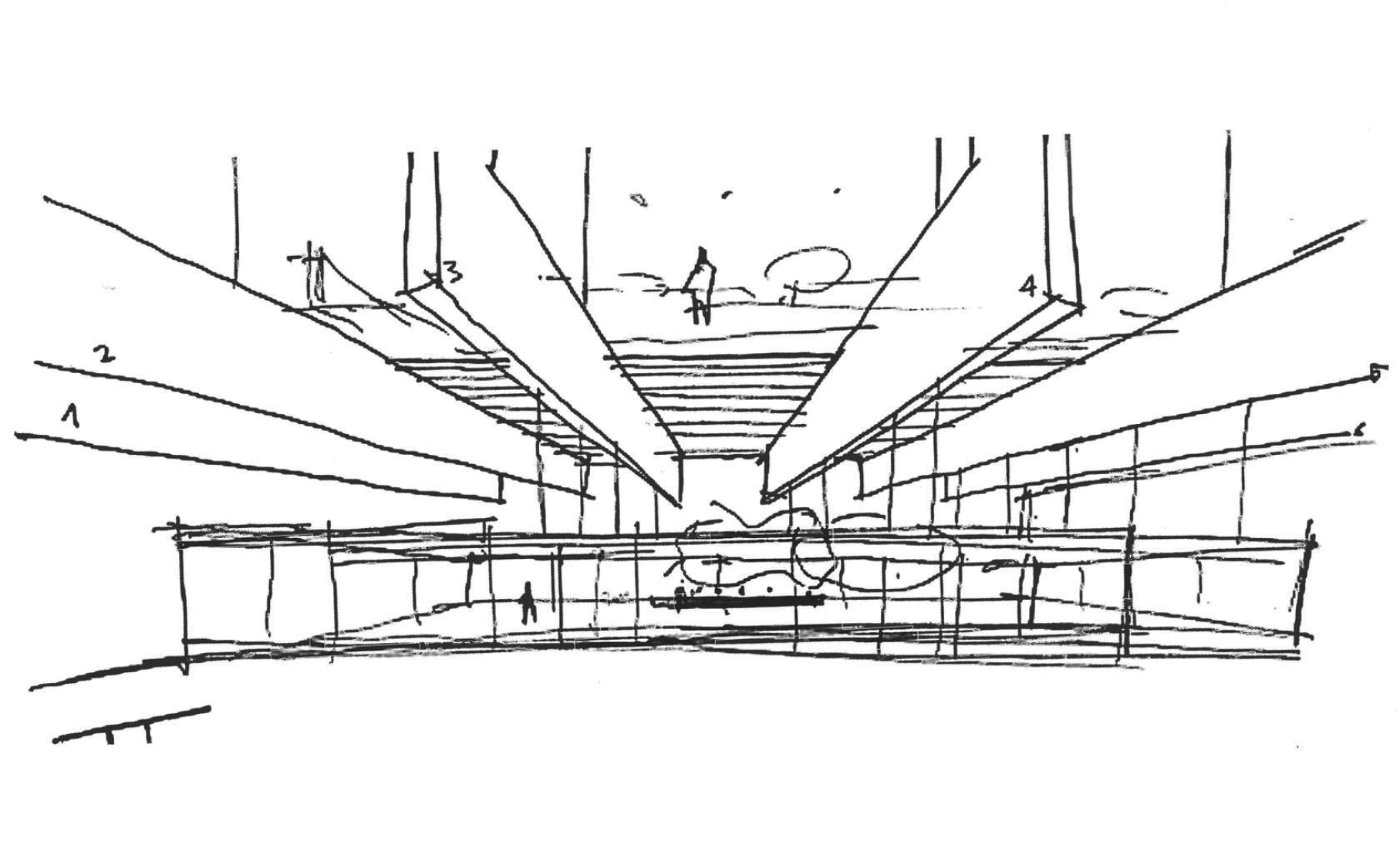 Croquis. Campus Repsol de Madrid, por Rafael de La-Hoz Arquitectos.