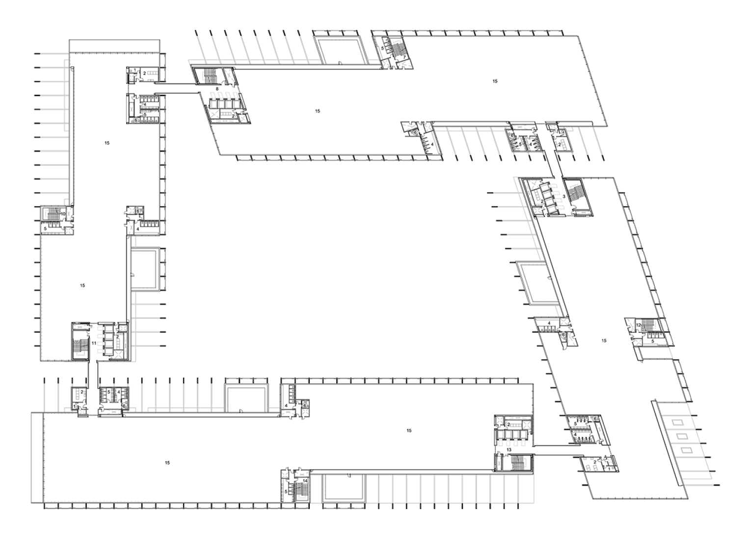 Segunda planta. Campus Repsol de Madrid, por Rafael de La-Hoz Arquitectos.