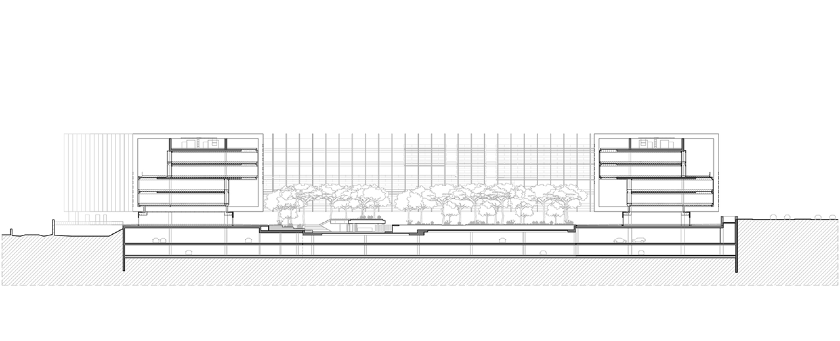 Sección. Campus Repsol de Madrid, por Rafael de La-Hoz Arquitectos. 