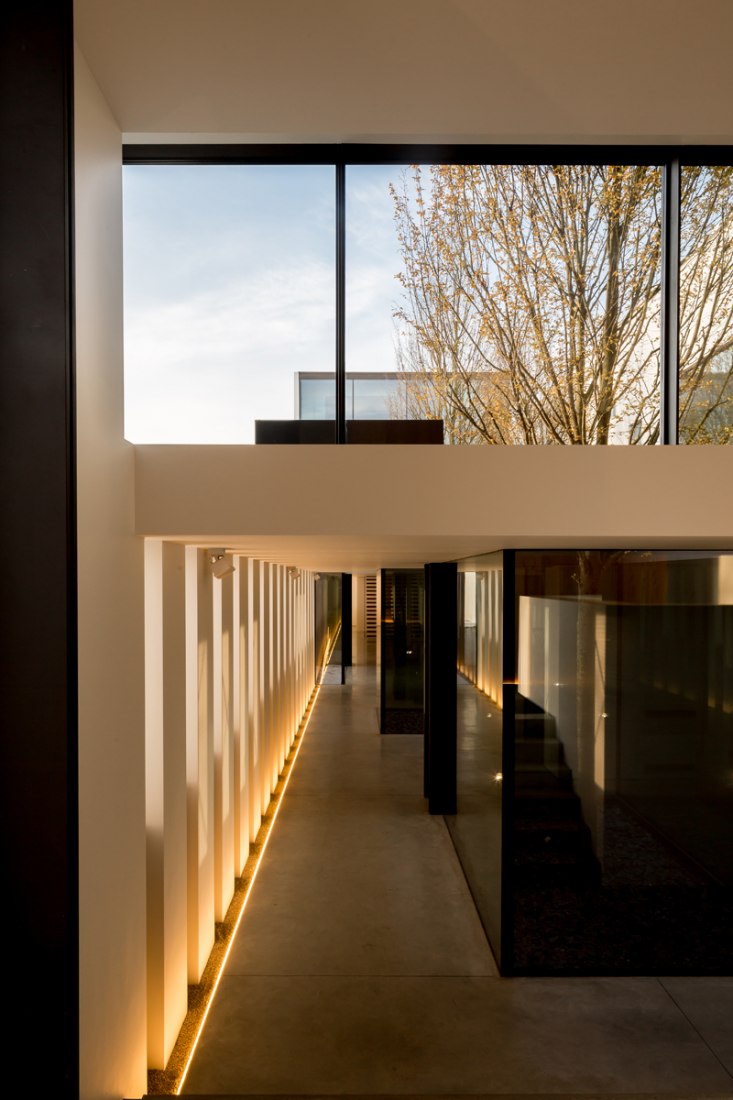 Inside view. Glass facade. Office LL by Caan Architecten. Photograph © Thomas De Bruyne – Cafeine.