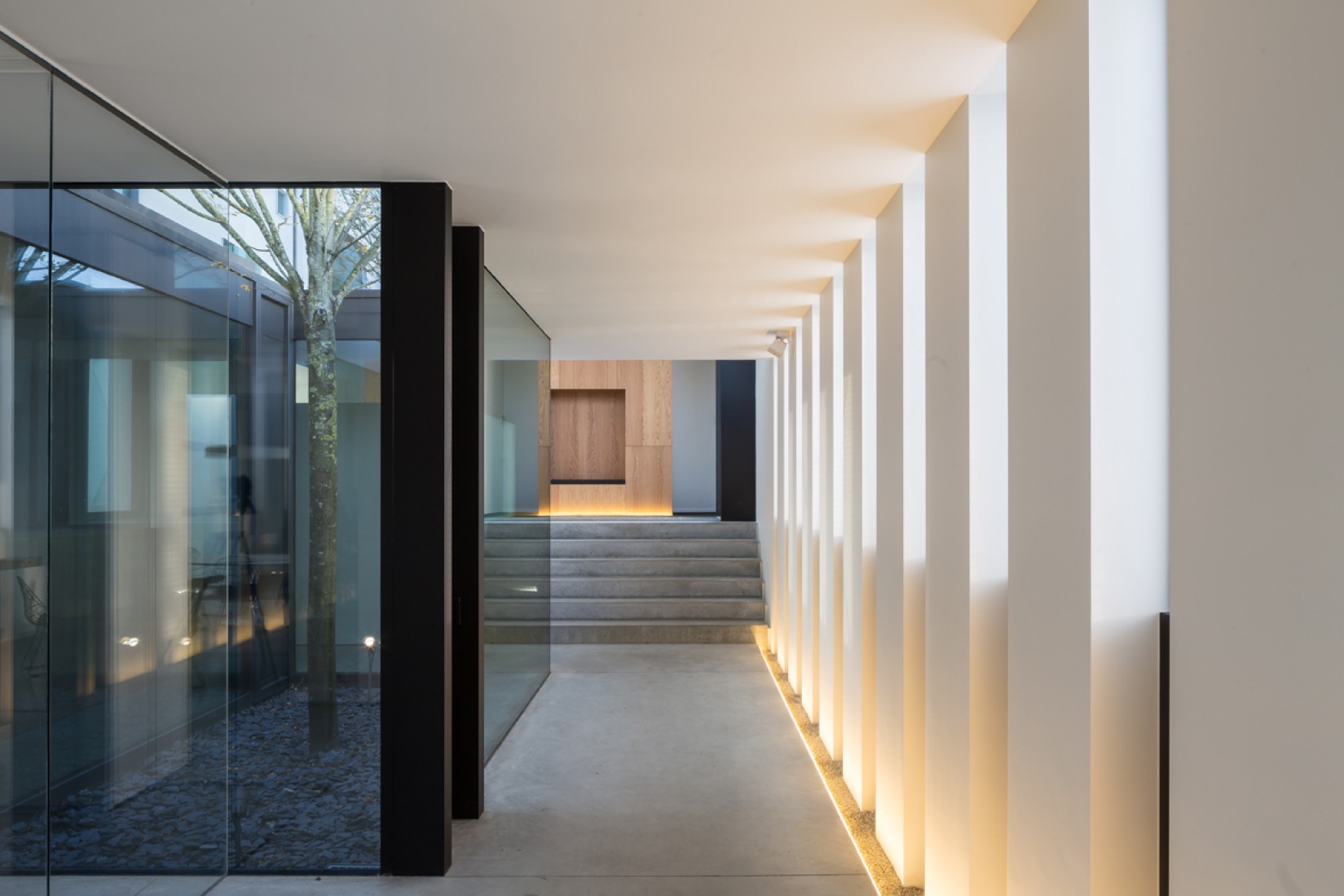 Inside view. Glass facade. Office LL by Caan Architecten. Photograph © Thomas De Bruyne – Cafeine.