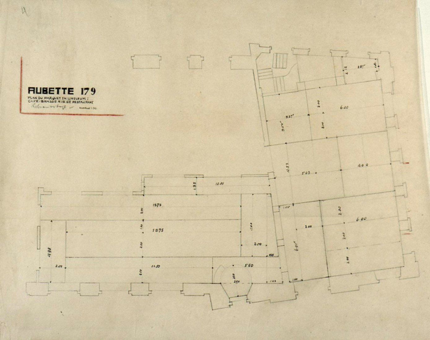 Plan. Cafe Aubette by Theo Van Doesburg. 