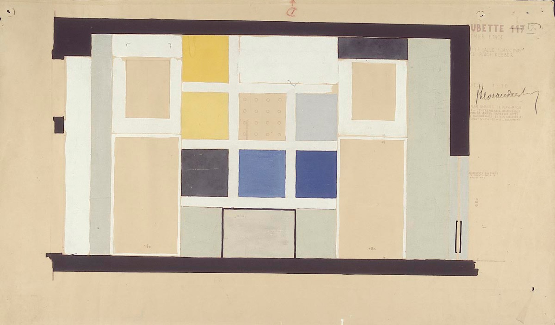 Salon elevation. Cafe Aubette by Theo Van Doesburg. 