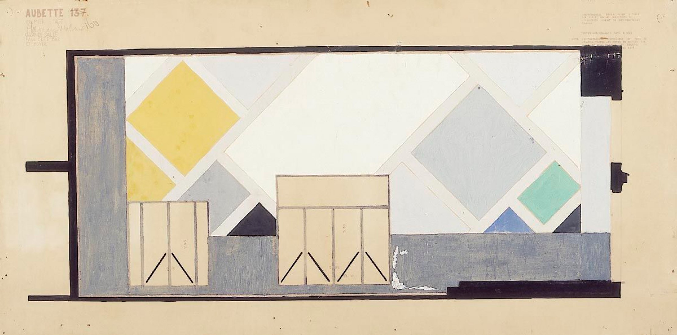 Ballroom elevation. Cafe Aubette by Theo Van Doesburg. 