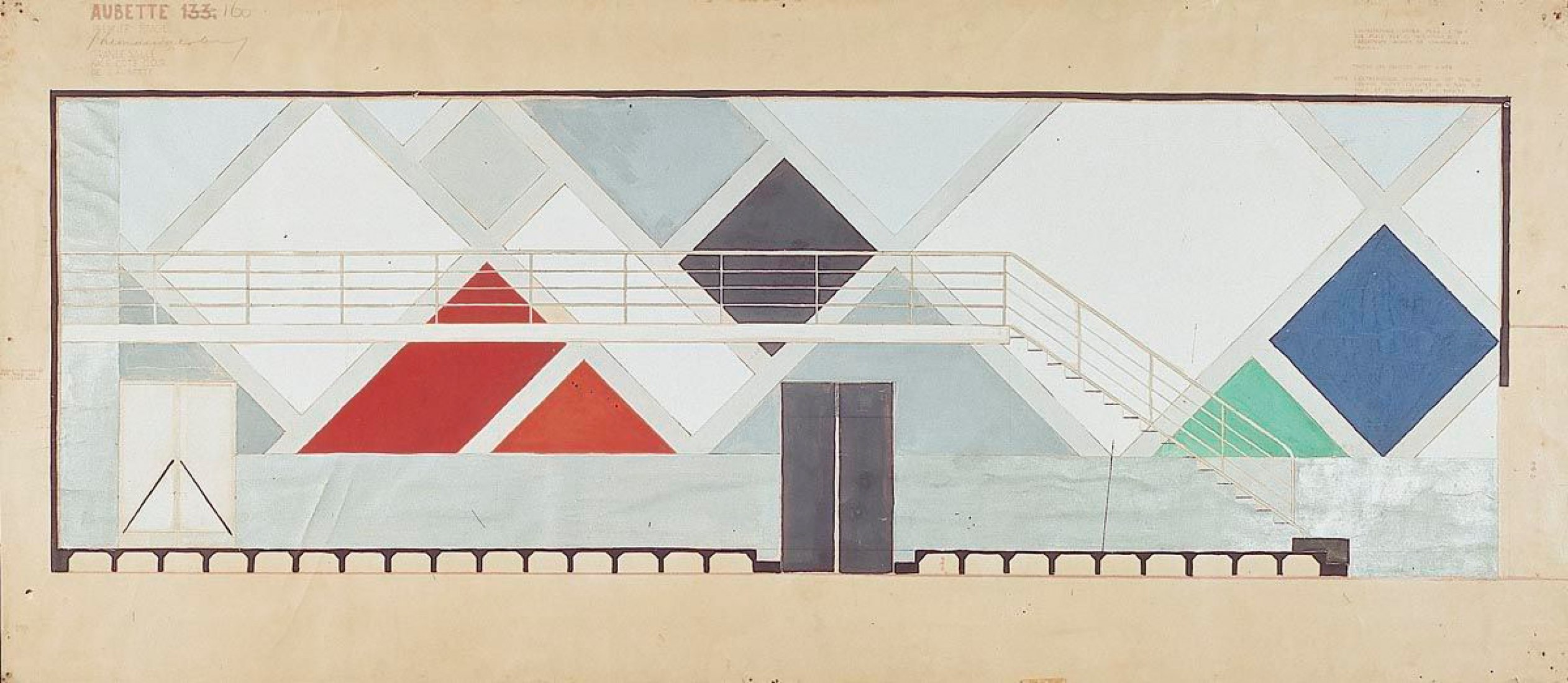 Ballroom elevation. Cafe Aubette by Theo Van Doesburg. 