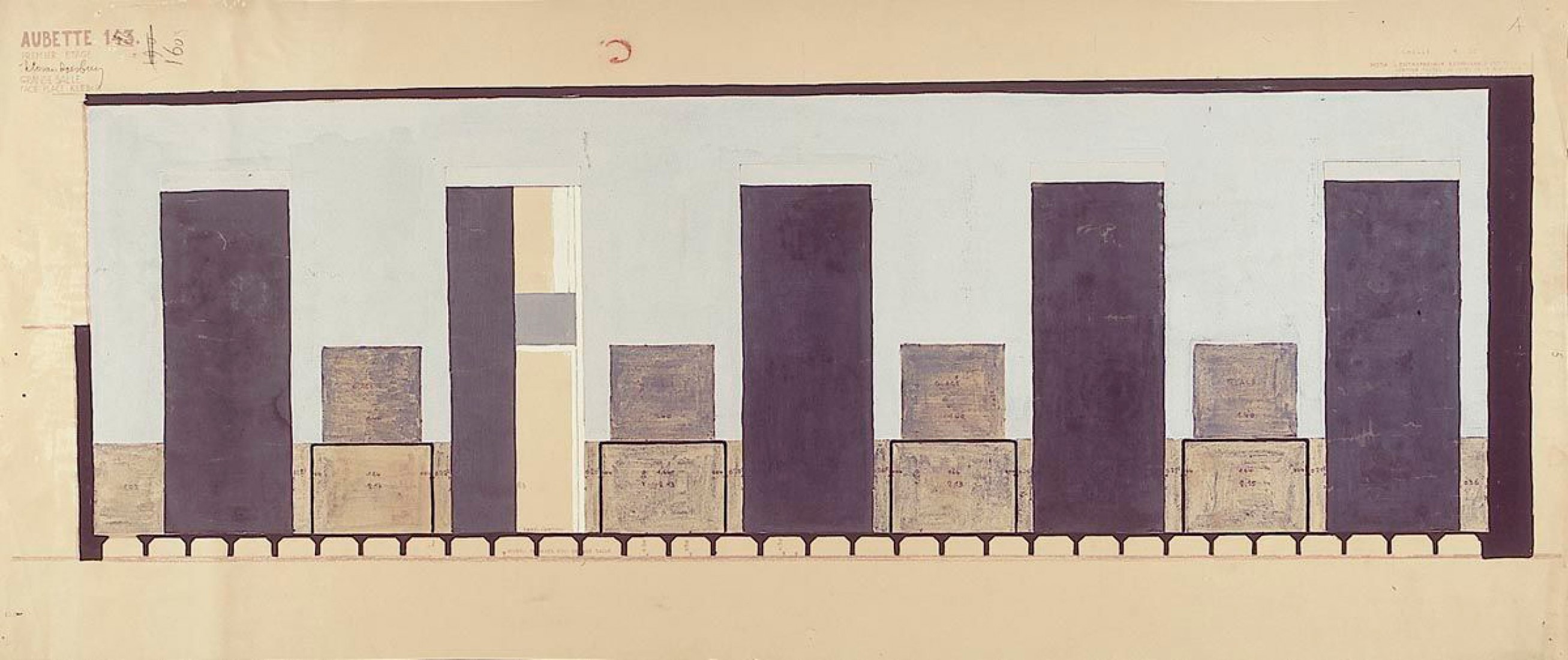 Ballroom elevation. Cafe Aubette by Theo Van Doesburg. 