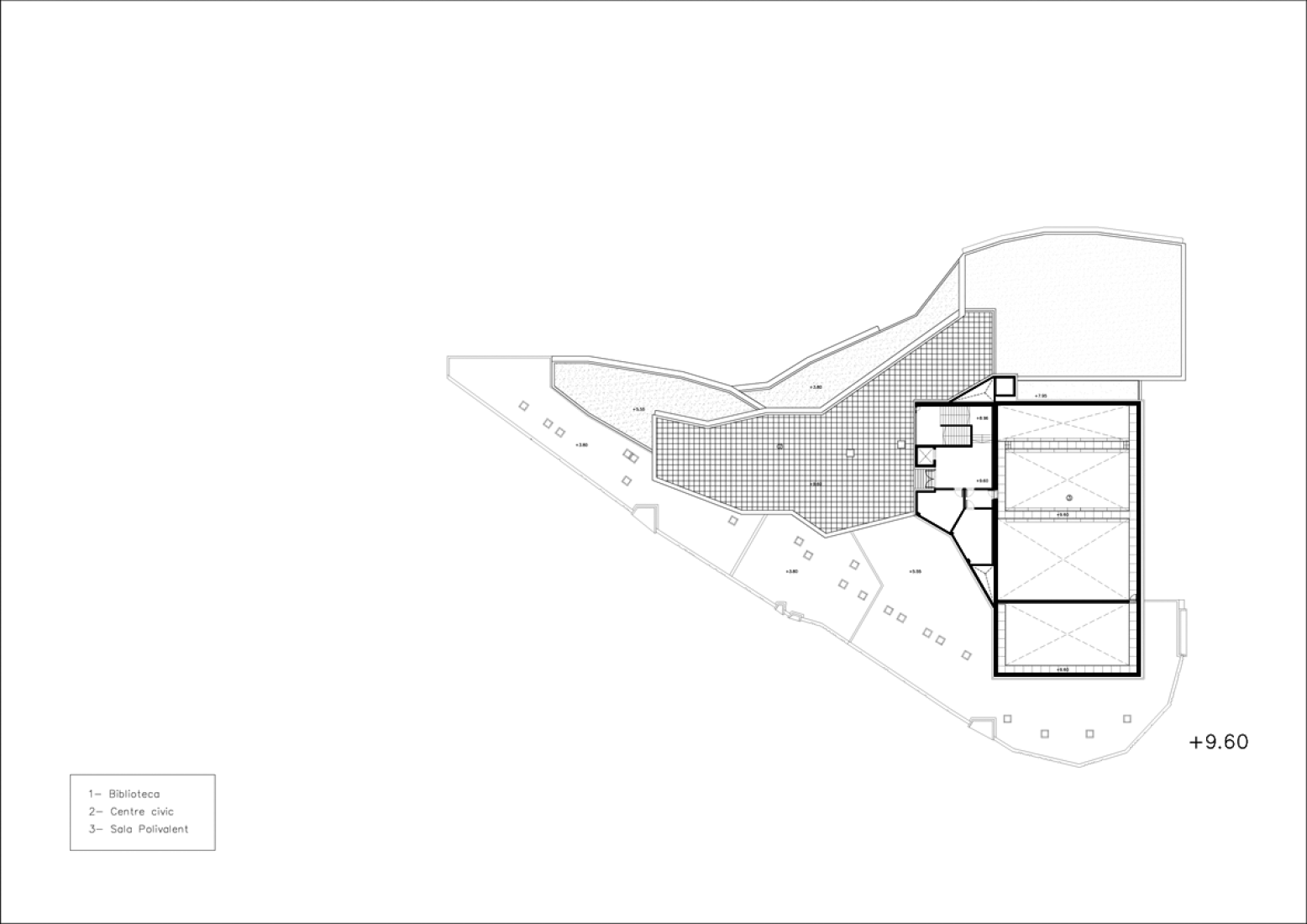 Second floor. Community centre 'El Roure' and library 'La Ginesta' by Calderon-Folch-Sarsanedas Arquitectes.