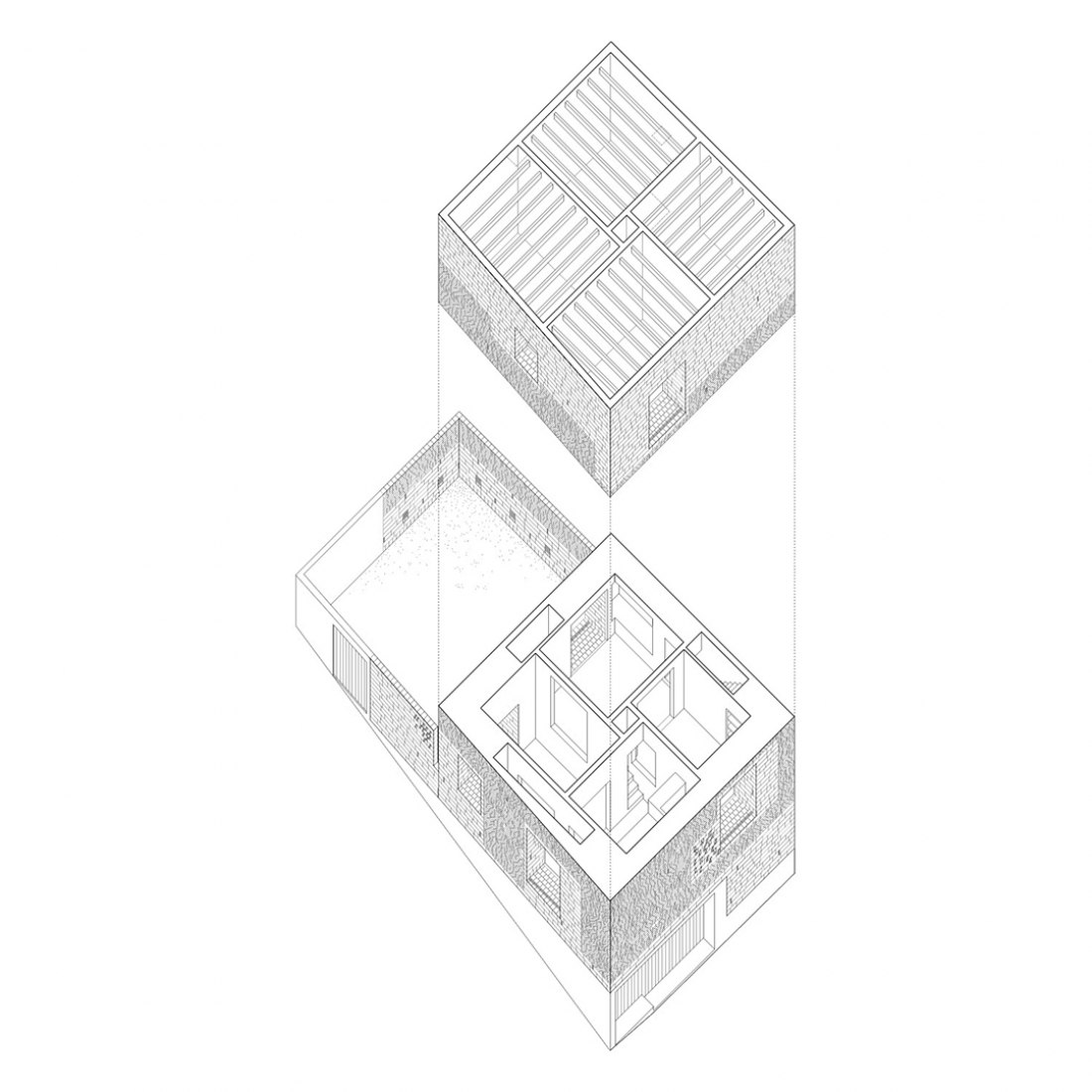 Exploted axonometric. Jordi and Africa´s home by TEd´A architects.