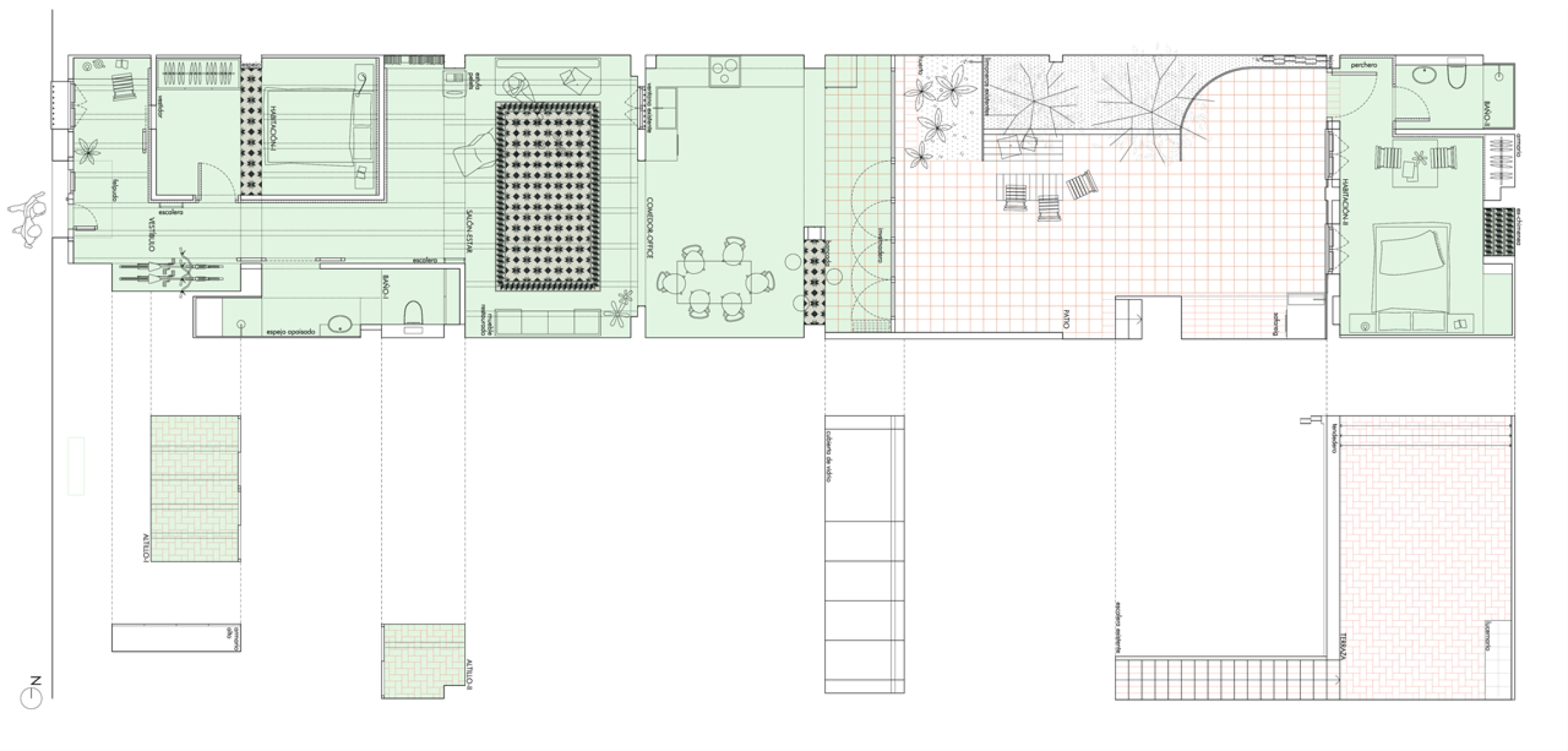 Planta de distribución. Reforma de vivienda en el Cabanyal por David Estal Herrero.