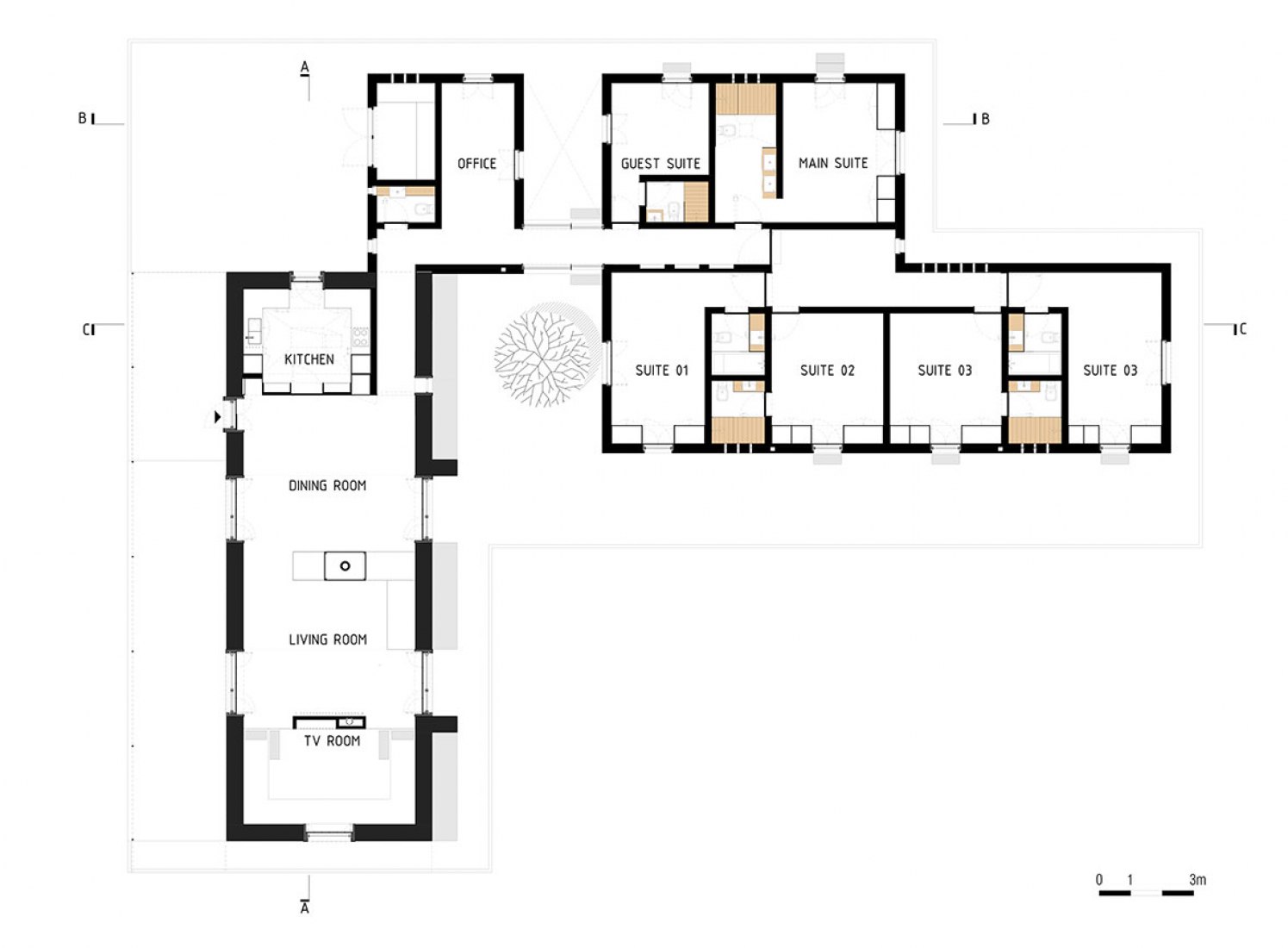 Entrance floor plan. Vineyard house by Blaanc.