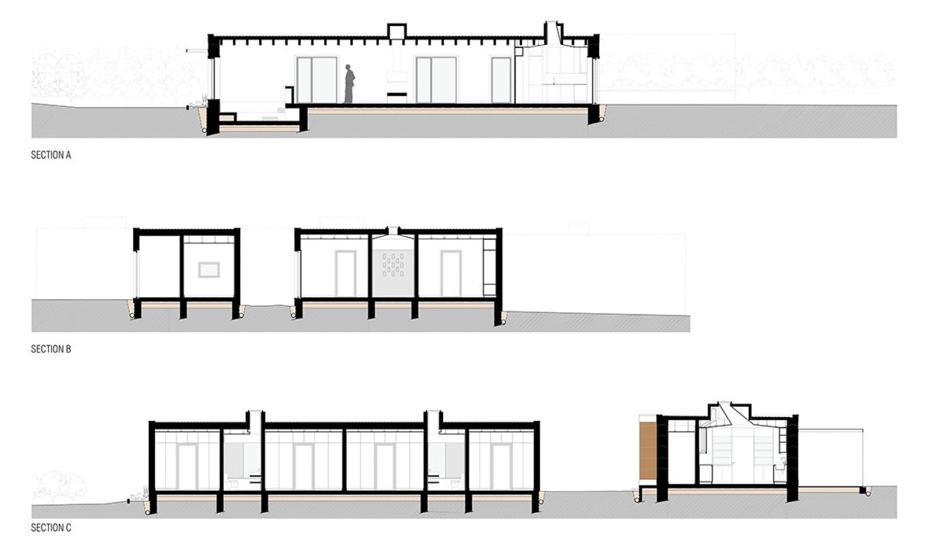 Sections. Vineyard house by Blaanc. 